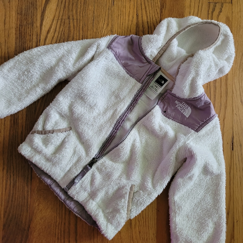 The North Face White and Purple Puffer Jacket